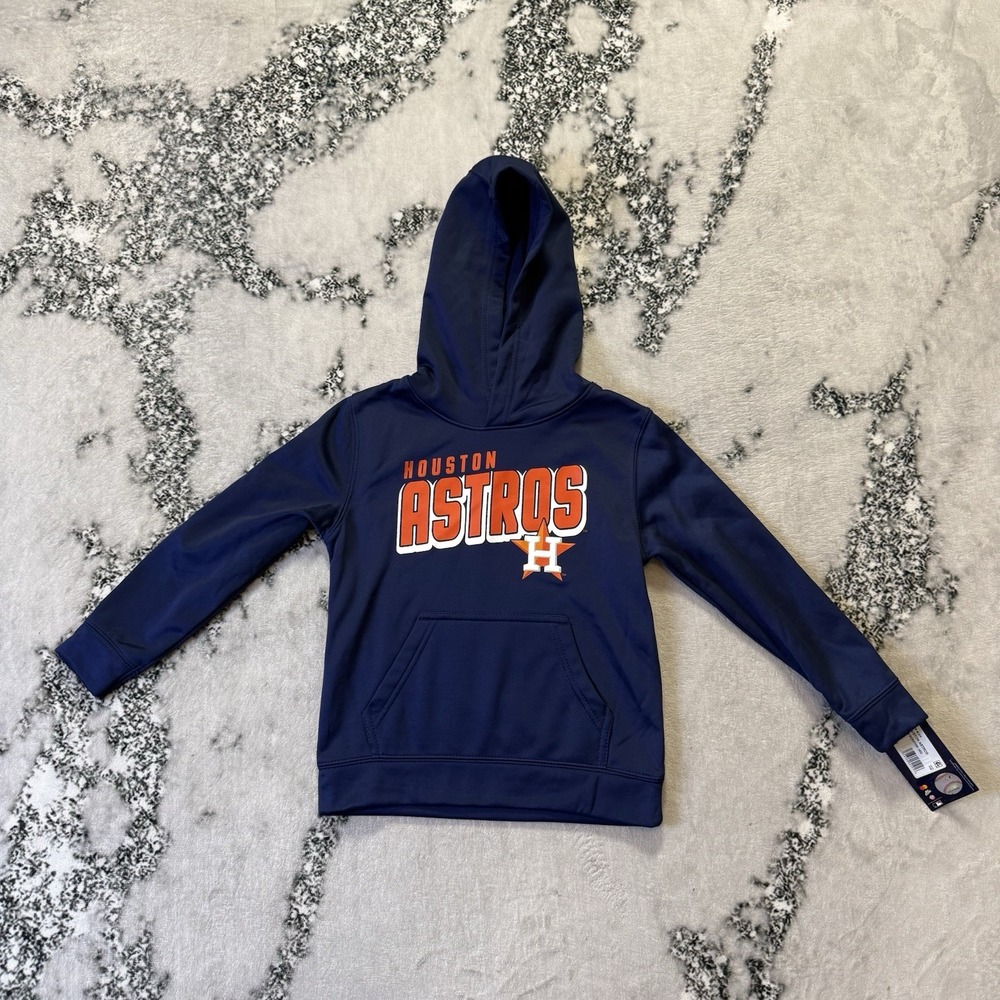 Houston Astros Sweatshirt Boys Size M Blue Genuine Merchandise Hooded Logo‎